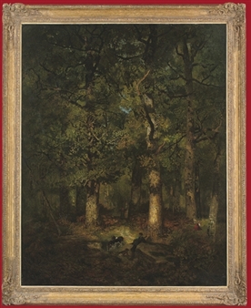 A huntsman in a forest glade - Godefroy de Hagemann