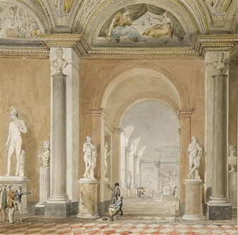 L'ancienne salle de l'Apollon du Belvédère au Louvre - Pierre-François-Léonard Fontaine