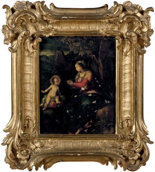 The Virgin and Christ Child in a Landscape by German School, 18th Century, 18th century