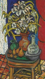 Nature morte avec poires sur un tabouret - Sacha Moldovan