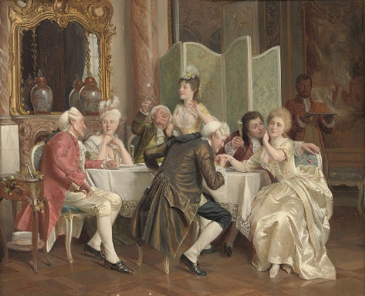 Artwork by August Hermann Knoop, A toast, Made of oil on panel