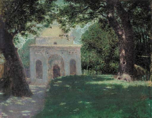 Moonlight in Boulem wood by Gustave-Max Stevens