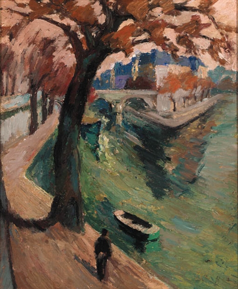 Promeneur au bord du Rhône by Maria-Mela Muter