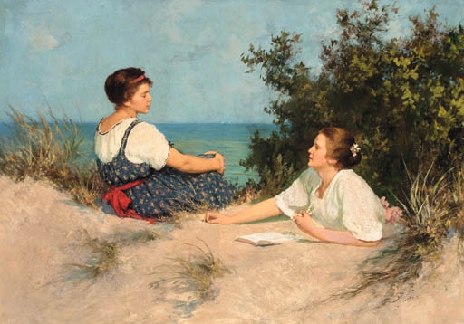 Two girls among the sand dunes by Hermann Seeger