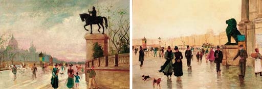 Le Pont Neuf; and Place St. Michel by Francis Garat, 1871