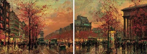 Artwork by Juan Bayón Salado, Les Champs-Elysées; Place de l'Opéra, Made of oil on canvas