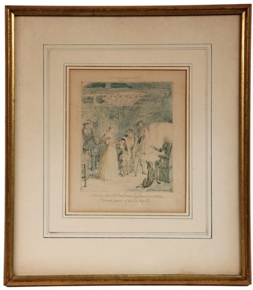 Henry's Visit to Insham Lynwood's Cottage, Mabel Pouring the Mead by George Cruikshank, 1843