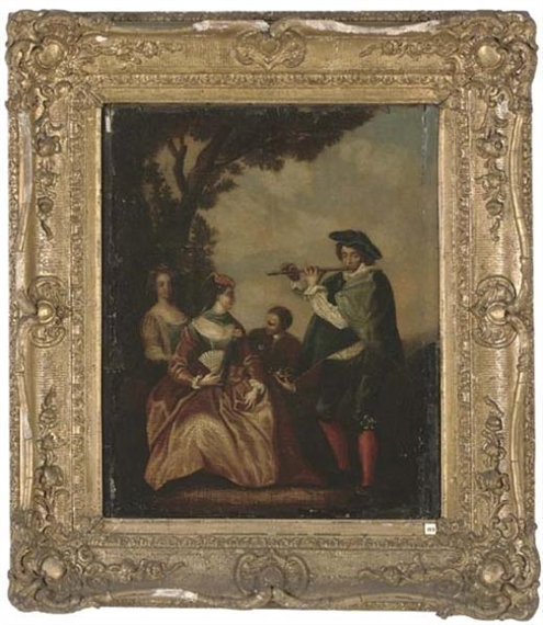 A fête champetre by Jean-Antoine Watteau