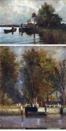 2 Works: Horning Ferry; The Ferry by Charles Mayes Wigg