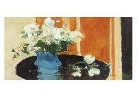 Bouquet au pot bleu by Michel Rodde