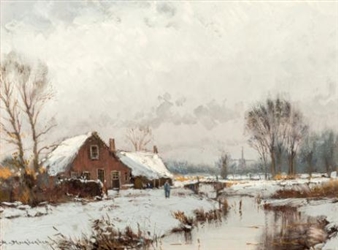 Dutch Village Winter Scene - Hans van Moerkerken