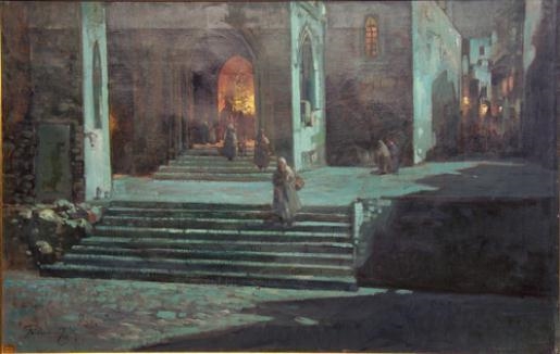 Artwork by Felix Giordano, Twilight on the Duomo, Made of Oil on canvas