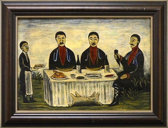 Three Men at Dinner by Niko Pirosmani