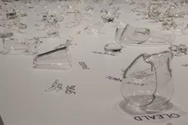 Gary Hill at James Harris: Fun with glass fragments, words