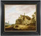 Extensive landscape with ancient ruins and goatherds - Pieter Anthonisz van Groenewegen