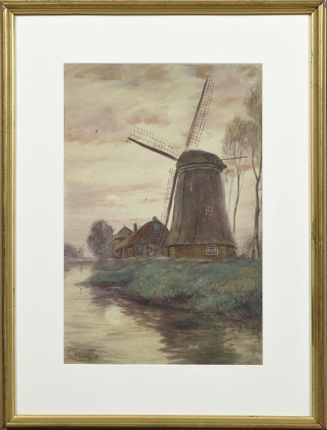 Thomas Raphael Congdon | Dutch Landscape with Windmill | MutualArt