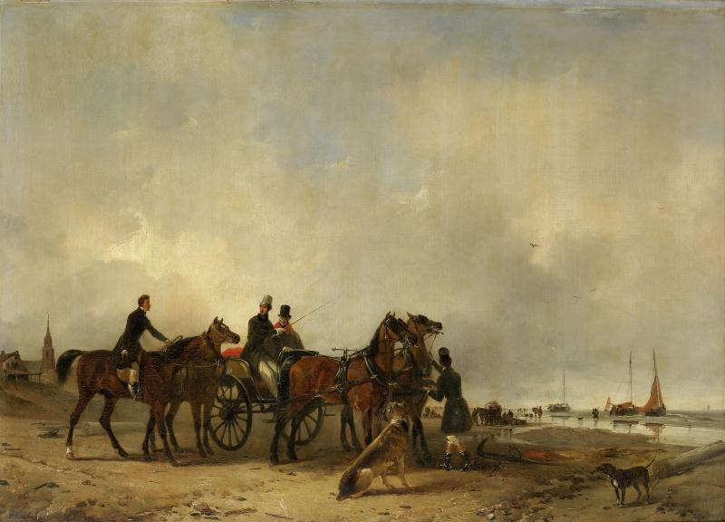 Artwork by Edward Moerenhout, On the beach at Zeebrugge, Made of oil on panel