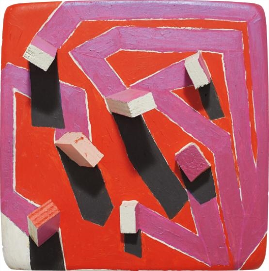 Artwork by Cordy Ryman, Snake Maze, Made of acrylic on wood