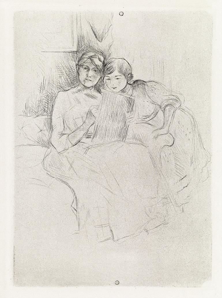 Berthe Morisot | Berthe Morisot dessinant, avec sa fille (1889) | MutualArt