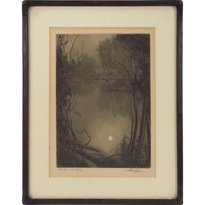 Artwork by Earl Howell Reed, The Moon in the Marsh, Made of etching