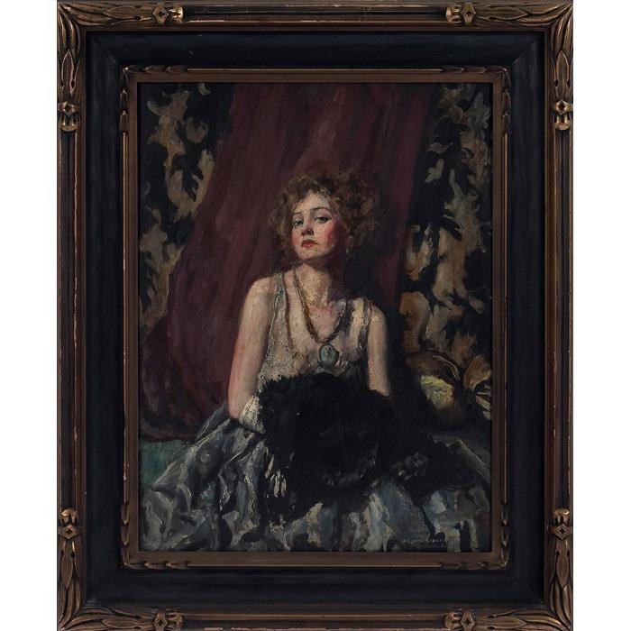 Artwork by Indiana Gyberson, Lady with a Muff, Made of oil on board