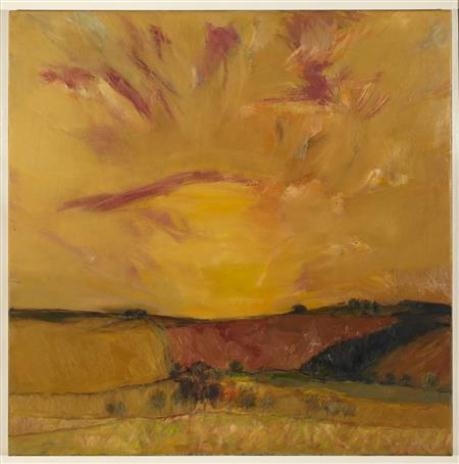 Sunset Over Fire by John Houston, Circa 1968-1972