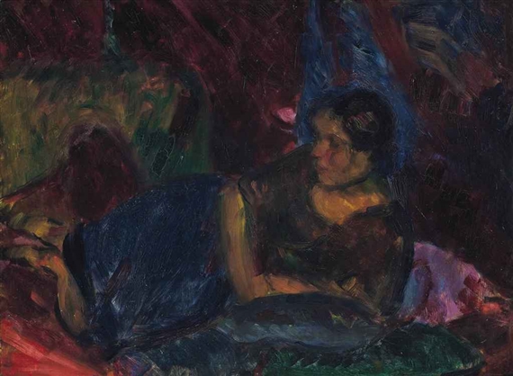 Reclining Figure, Madame Plichta by Matthew Arnold Bracy Smith, 1922