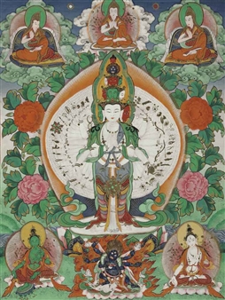 A small painting of eleven-headed Avalokiteshvara - Mongolian School, 19th Century