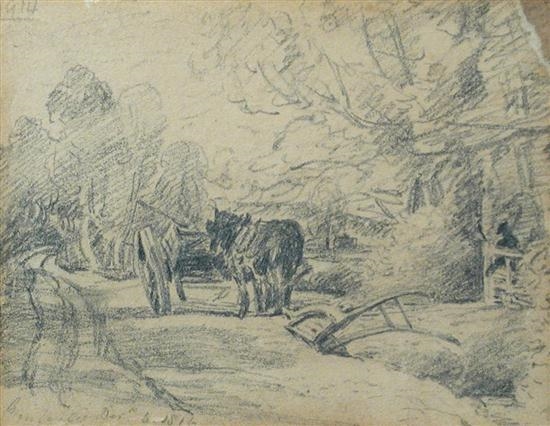 Heavy Horse at rest beside a plough by John Constable, 1816