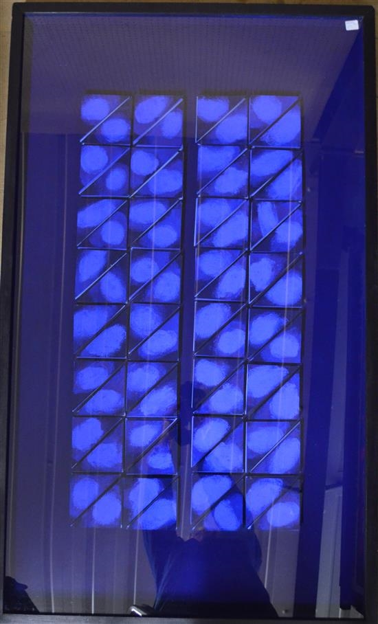 Artwork by Janet Harley-Peters, Indra's Blue X Two, Made of Pigment and paint on 3D constructed paper