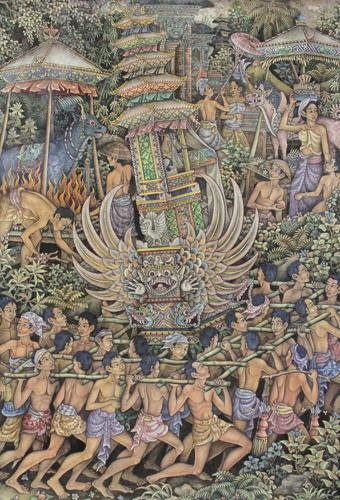 Mengarak Bade by I Gusti Putu Sana, 1975
