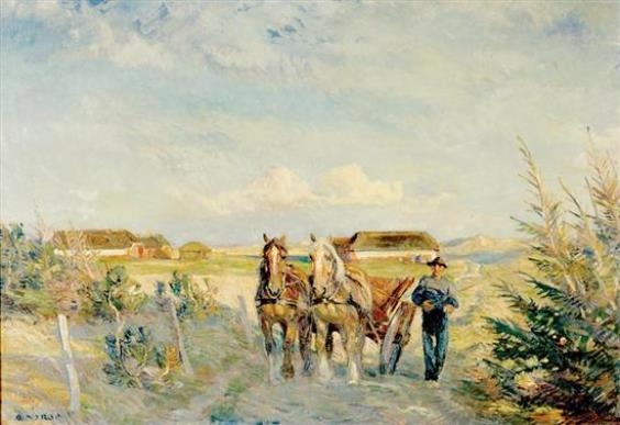 Artwork by Borge C. Nyrop, HEADING OUT FOR THE DAY, Made of oil on canvas