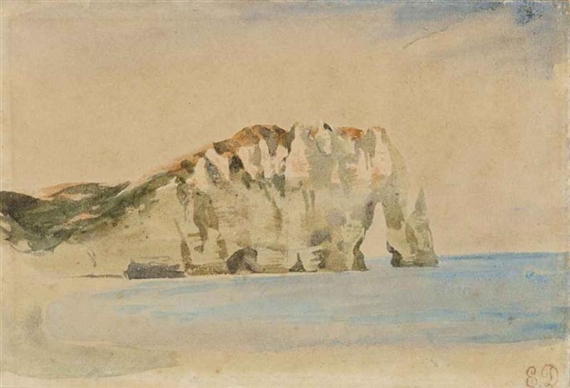 Vue des falaises d'Etretat by Eugène Delacroix