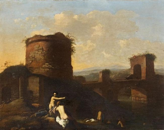 Diane et ses nymphes au bain by Gerrit van Bronchorst