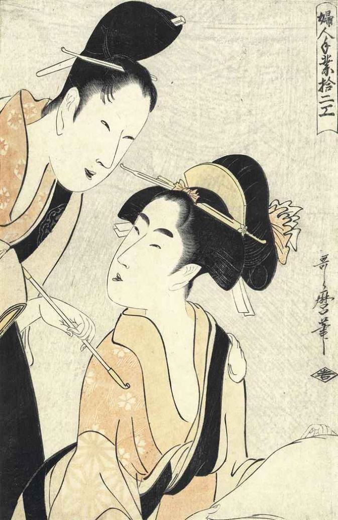 Seiro Niwaka Onna Geisha no Bu Tojin Shishi Sumo. Artist: Kitagawa Utamaro  (Japanese, ca. 1754-1806). Culture: Japan. Dimensions: H. 10 1/16 in. (25.6  cm); W. 15 1/8 in. ( - Album alb3629821