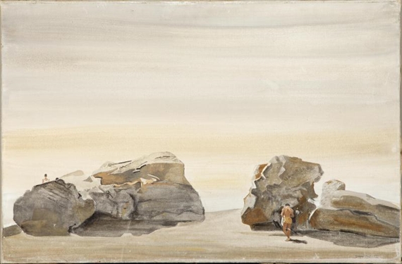 Rocks with two figures by Yannis Tsarouchis, 1959
