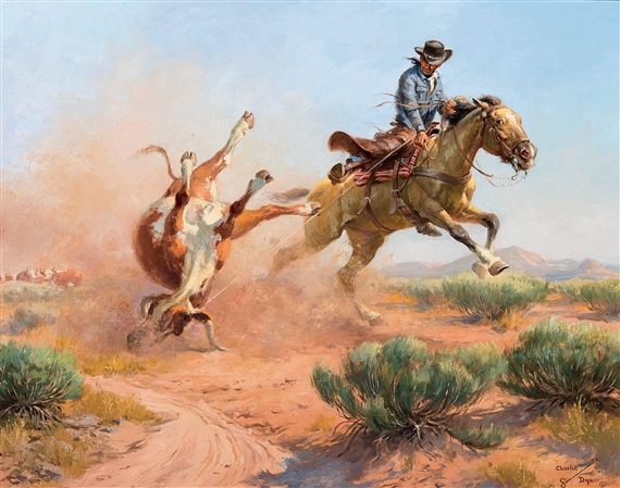 Busting a Steer by Charlie Dye