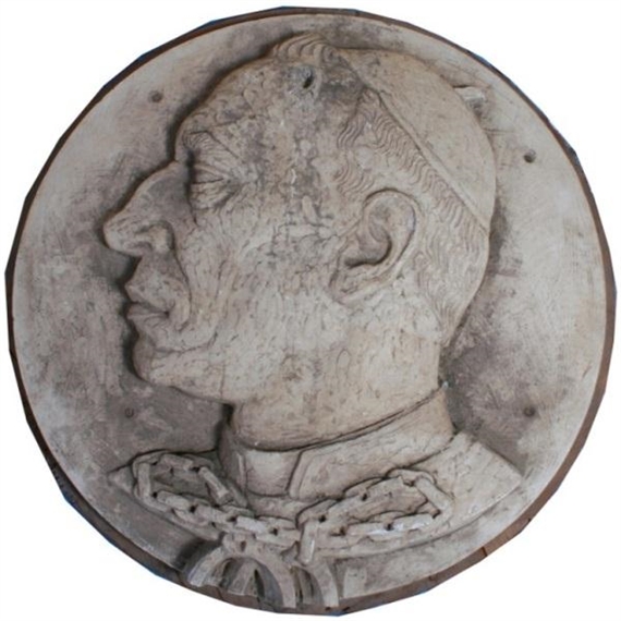 Terracotta portrait medallion depicting a Pope