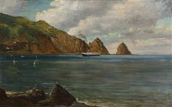 The Black Steamer Entering Avalon Bay - Henry Mowbray Howard