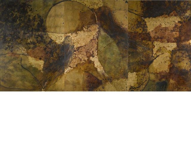 Artwork by Sueo Serisawa, Untitled, Made of acrylic and gold leaf on board
