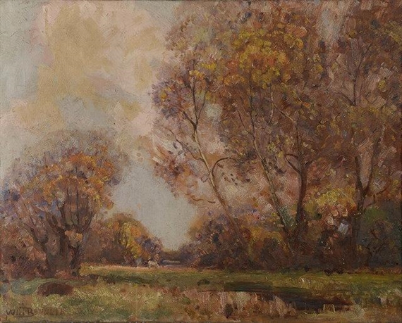 William Bennett | A Country Pasture with Trees and Shaded Pool | MutualArt