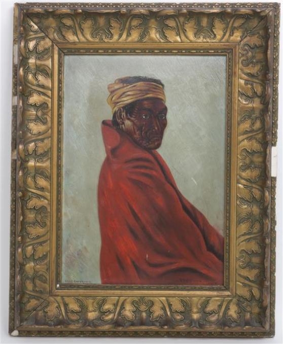 Artwork by A. A. Burnham, Portrait of Chief Geronimo, Made of oil on board