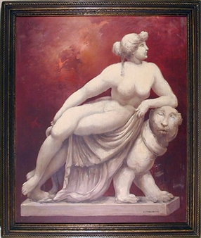 Untitled - Statue of Woman and Lion - H. Skapowsky