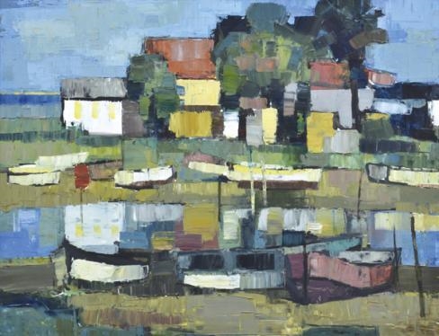 Moored Boats by John Rigby, 1964