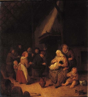 A peasant family in a barn - Jan Jacobsz Molenaer