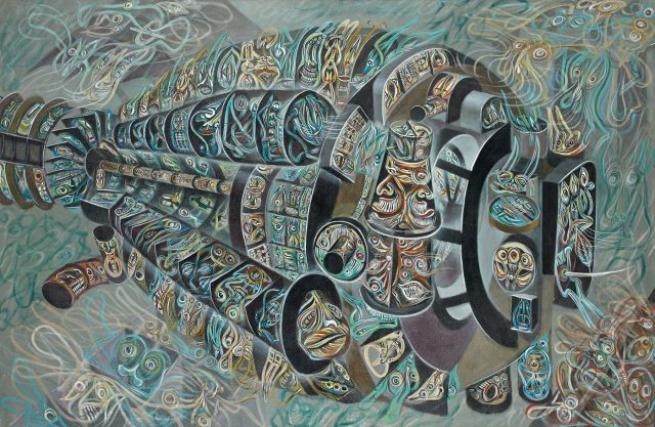 Artwork by Gudmundur Gudmundsson, MOTEUR A REACTION, Made of oil on canvas