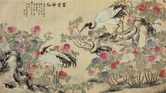 PEONY AND CRANE - Tong Bingkun