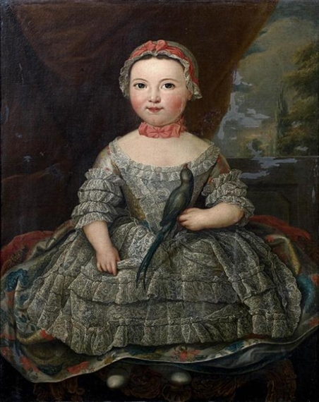 Louis Tocqué | Child Holding a Portrait Perruche (1730) | MutualArt