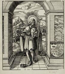 Saint Jacob the Elder Under an Arch with a Town in the Background by French School, 17th Century, Circa 1600