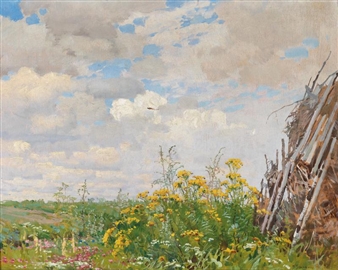 Flowers at the Meadow’s Edge - Mikhail Markelovich Guzhavin